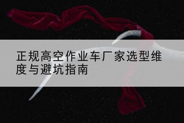 孙吴高空作业车厂家-正规选型维度与避坑指南